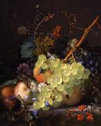 Jan van Huijsum of grapes and a peach on a table top Sweden oil painting artist
